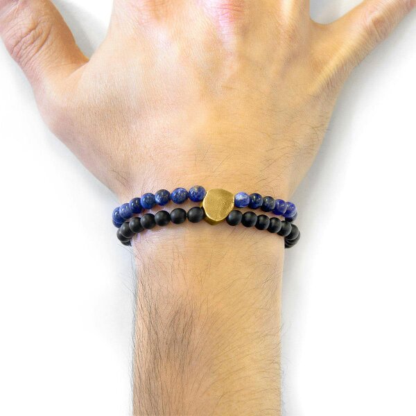 Anchor & Crew Blue Sodalite Iguazu 9ct Yellow Gold and Stone Bracelet