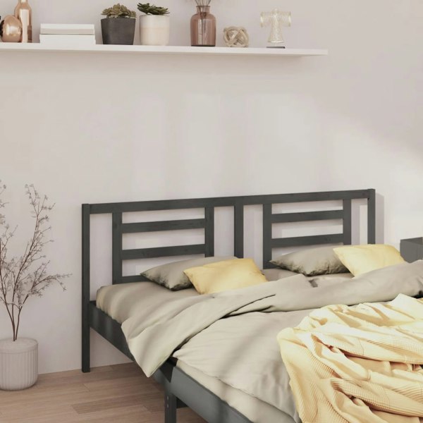 Berkfield Bed Headboard Grey 186x4x100 cm Solid Pine Wood