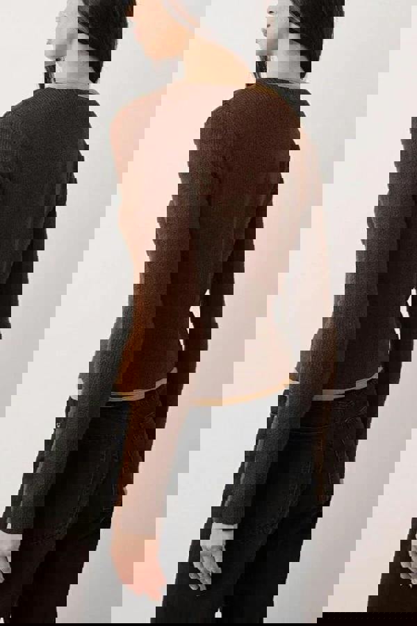 WOVCOR Crop Knit Cardigan with Ribbon Buttons Detail