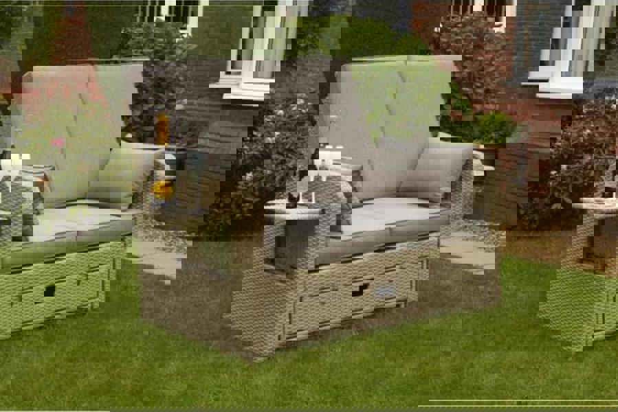 Amiens Rattan Twin Sun Lounger Bed Latte The Garden Furniture Shop