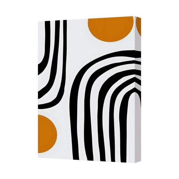 Benjamin Tate Design Abstract Black Line Art Canvas Print With Orange Circles