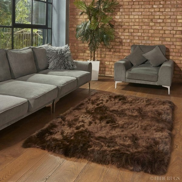 Hide Rugs Rectangular Sheepskin Rug Natural Brown