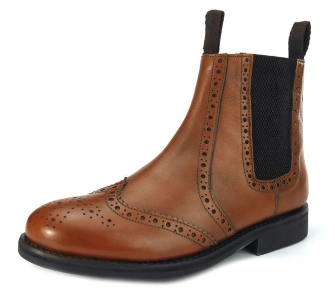 Frank James Benchgrade Evesham Leather Welted Chelsea Brogue Dealer Boots Rubber Sole