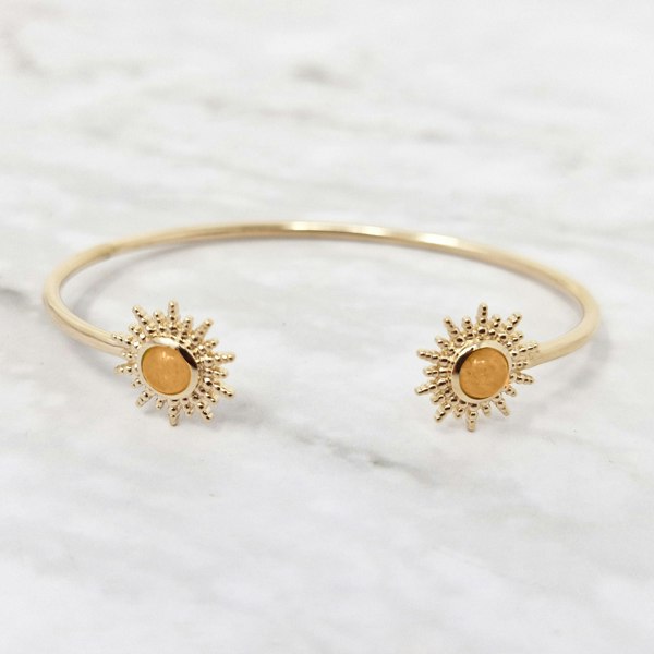 Citrine November Birthstone Sunburst Gold Plated Bangle