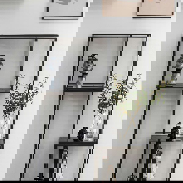 Furniture To Go Seaford Black Metal Asymmetrical Bookcase with 3 Black Shelves