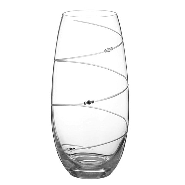 Diamante Toast Swirl Crystal Barrel Vase Adorned with Swarvoski Crystals - 25cm