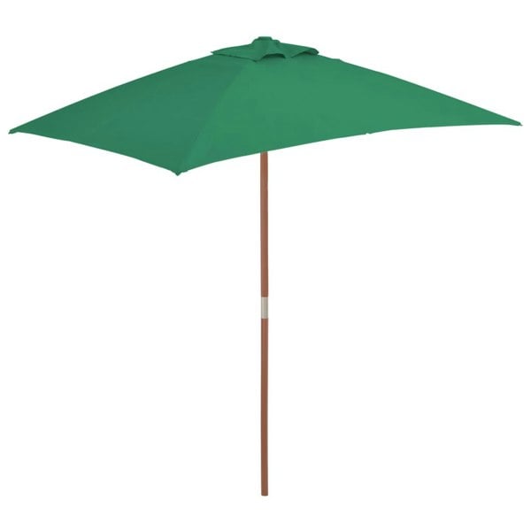 Berkfield Outdoor Parasol with Wooden Pole 150x200 cm Green