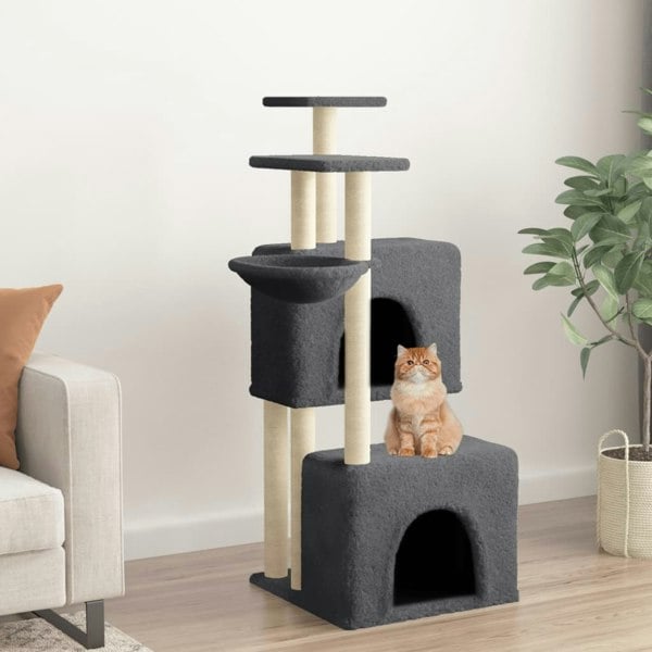 Berkfield Cat Tree with Sisal Scratching Posts Dark Grey 122 cm