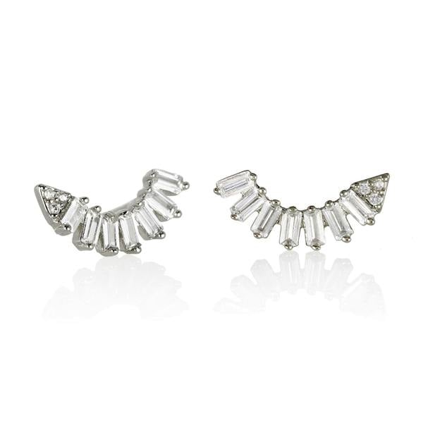 Ear Climber Earrings with Cubic Zirconia Gemstones - namana.london