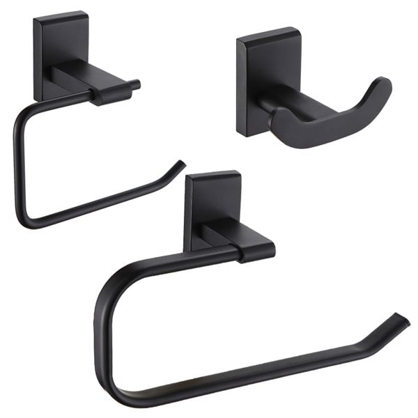 Showerdrape Unity Black Stainless Steel Wall Mounted 3 Piece Bathroom Accessory Set