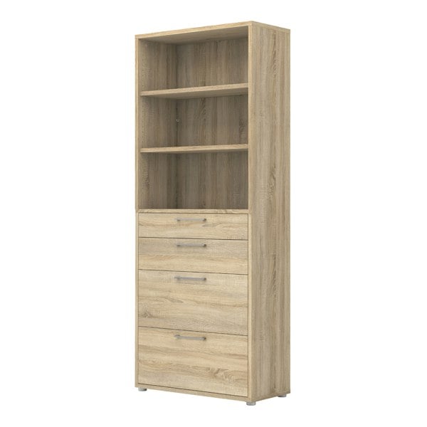 Furniture To Go Prima Bookcase 2 Shelves With 2 Drawers 2 File Drawers In Oak