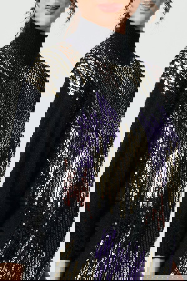 Black | Sequin Embellished Puff Sleeve Jumper
