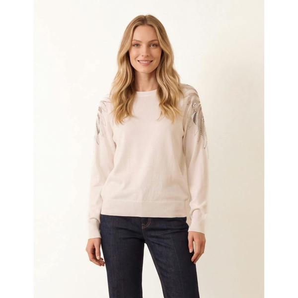 Blue Vanilla Embellished Sleeve Jumper