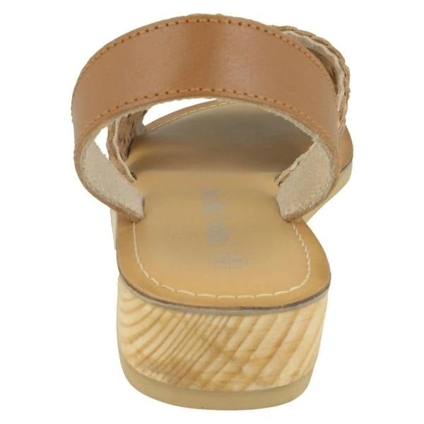 Leather Collection Ladies Leather Collection Low Wedge Weave Slingback Mules