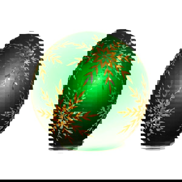 Samuel Alexander 15cm Battery Operated Light up Snowflake Glass Ball in Green with Warm White LEDs