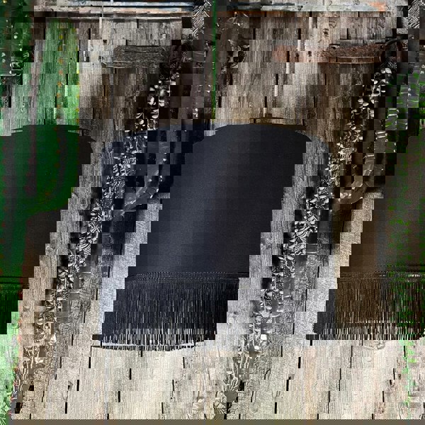 Love Frankie black cotton lampshade copper lining fringing