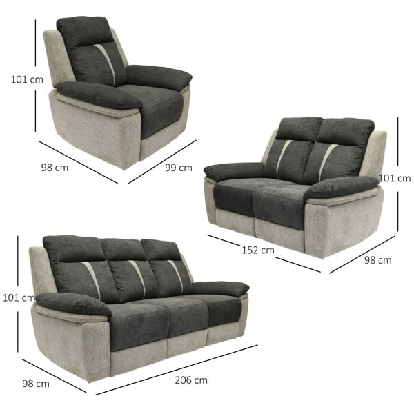 Comfy Living Fabric Manual Reclining Sofa set