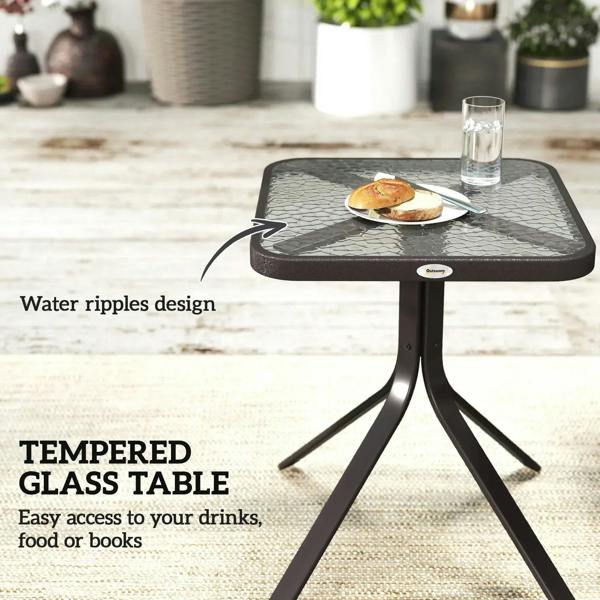 Tempered glass side table with water-ripple top design and three-leg pedestal base