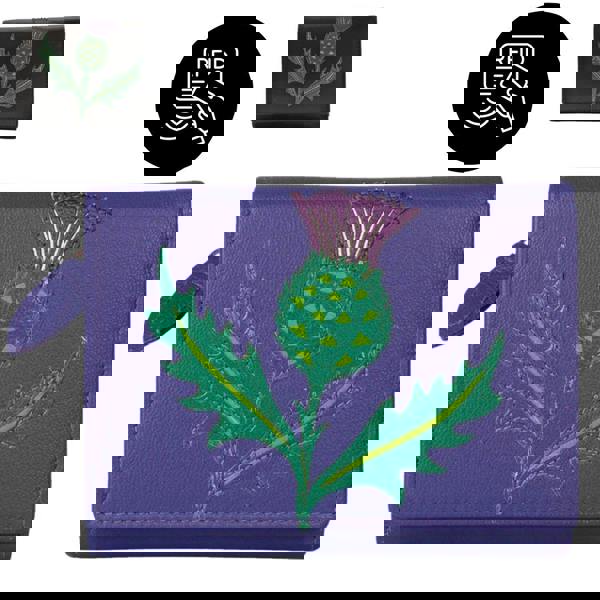 Mala Leather Hamilton Scottish Thistle Compact Leather Purse