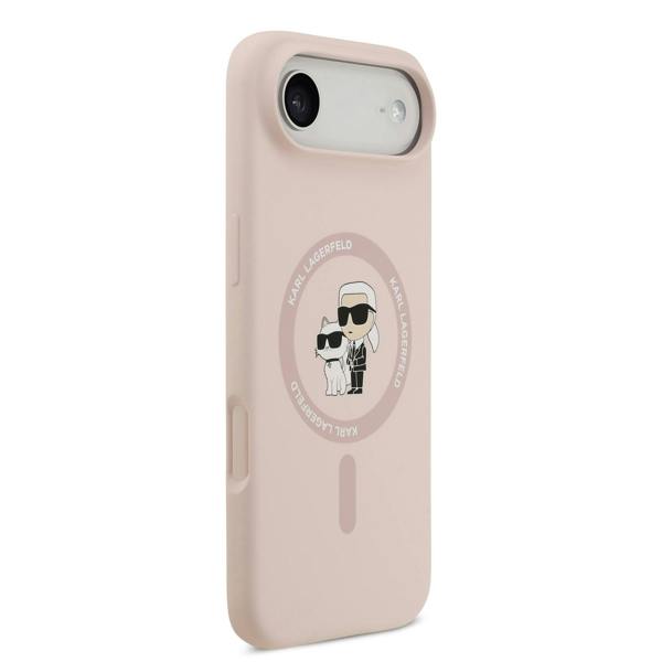 Karl Lagerfeld Liquid Silicone Karl and Choupette Case with MagSafe for iPhone 17 Air 6.5" Pink - KLHMP17MSCMKCRHP