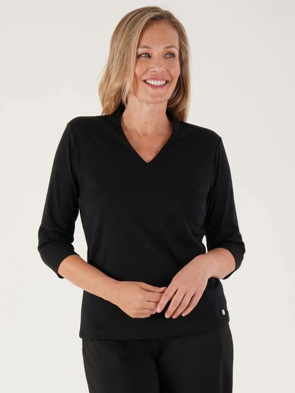 PennyPlain High Back V-neck Top - Black