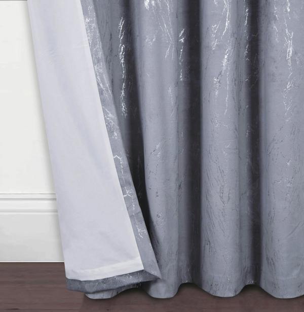 Smart Living Marble Effect Velvet Eyelet Curtain - Grey