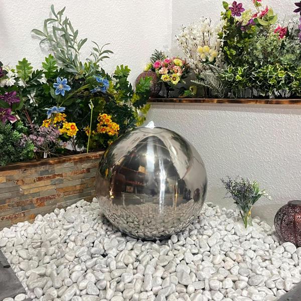 Tranquillity Water Features 40cm Stainless Steel Sphere Modern Metal Water Feature