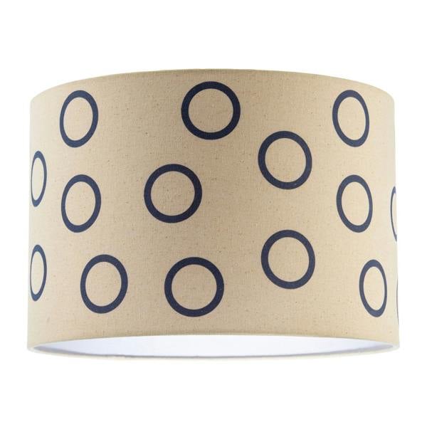 Midnight Navy Blue Open Circle Pattern Linen Fabric Drum Lamp Shade Image 1