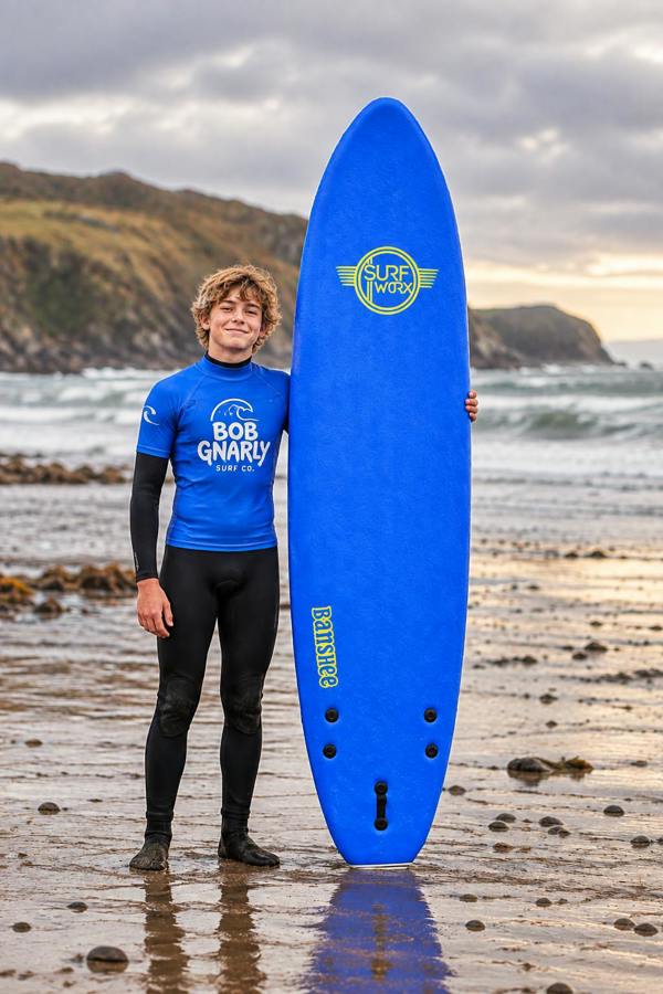 Surfworx Banshee Mini Mal Surfboard 6ft 6 Navy Blue Beginner Package Bundle