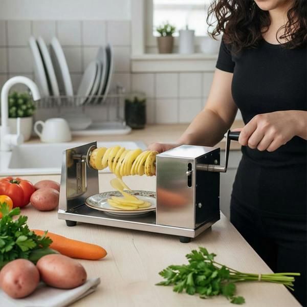 Dragodirect Manual Stainless Steel Potato Spiral Slicer with Tornado Skewers