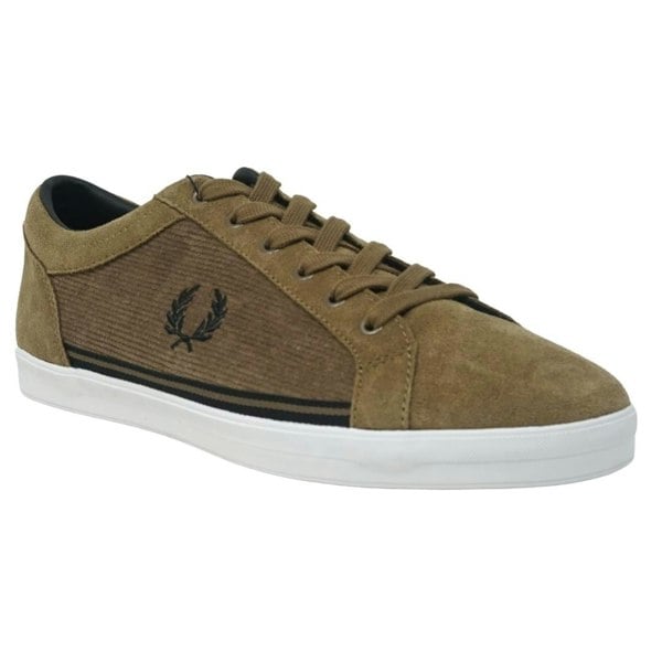 Fred Perry Baseline Tipped Corduroy Bark Trainers - Grey