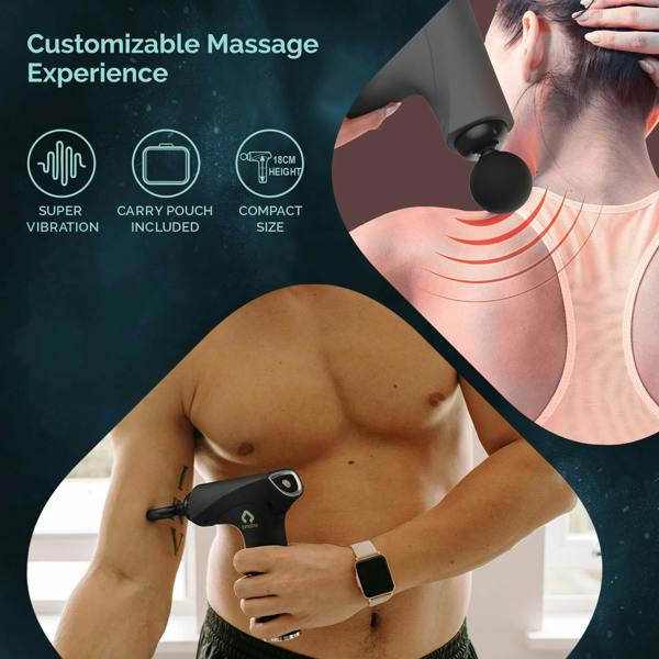 Aquarius Gymcline Massage Gun Compact Size 1500mAh Battery 3 Speed Modes Muscle