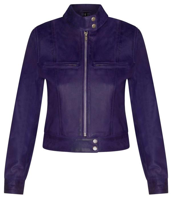 Infinity Leather Womens Plain Leather Moto Biker Jacket-Braga
