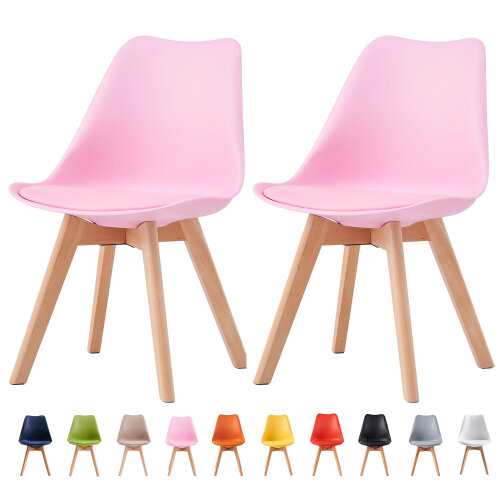 Set of 2 Dining Chairs with Solid Wooden Legs and Seat Cushion Pad Eva