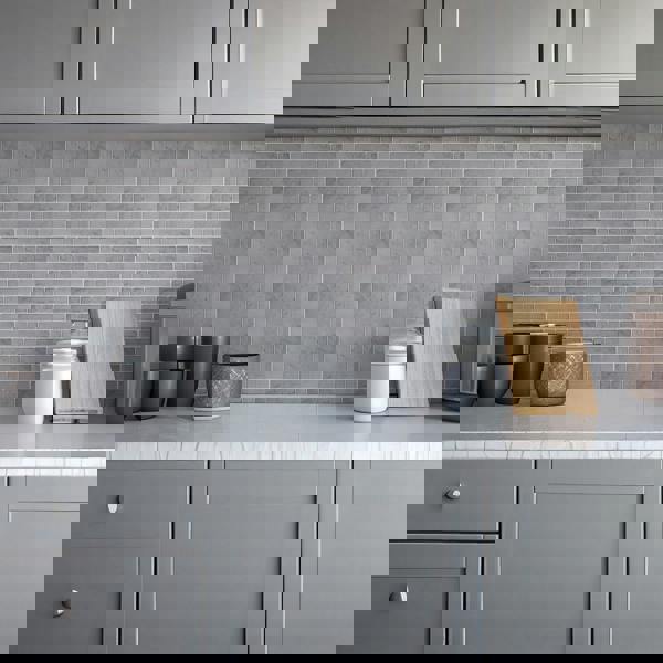 WALPLUS WT1902 - Grey Marble Stone Tile Sticker 6 x 12 inches / 15.4 x 30.5 cm  - 12pcs in a pack