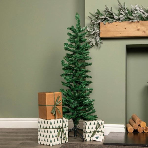 Samuel Alexander 4ft (1.2m) Green Artificial Pencil Christmas Tree With Green Metal Stand and 168 Tips
