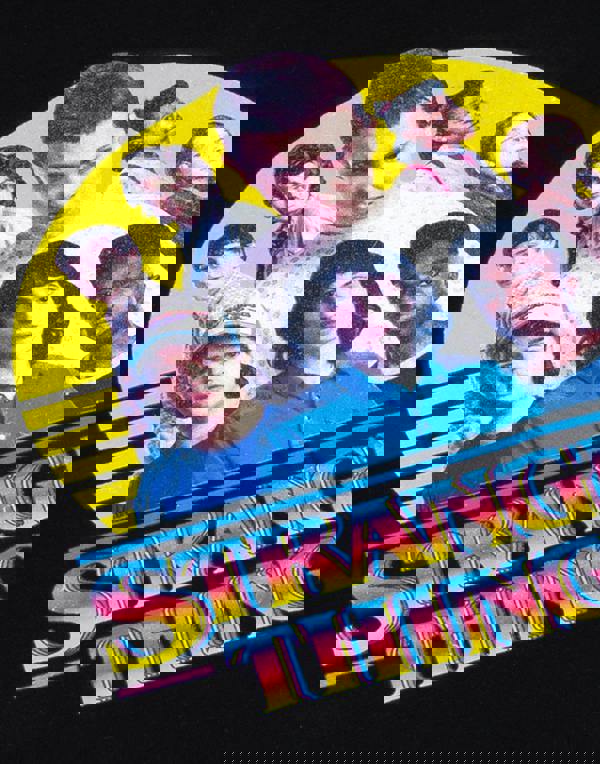 Stranger Things Girls Black Multi-Character Placement Print Short Sleeved T-Shirt