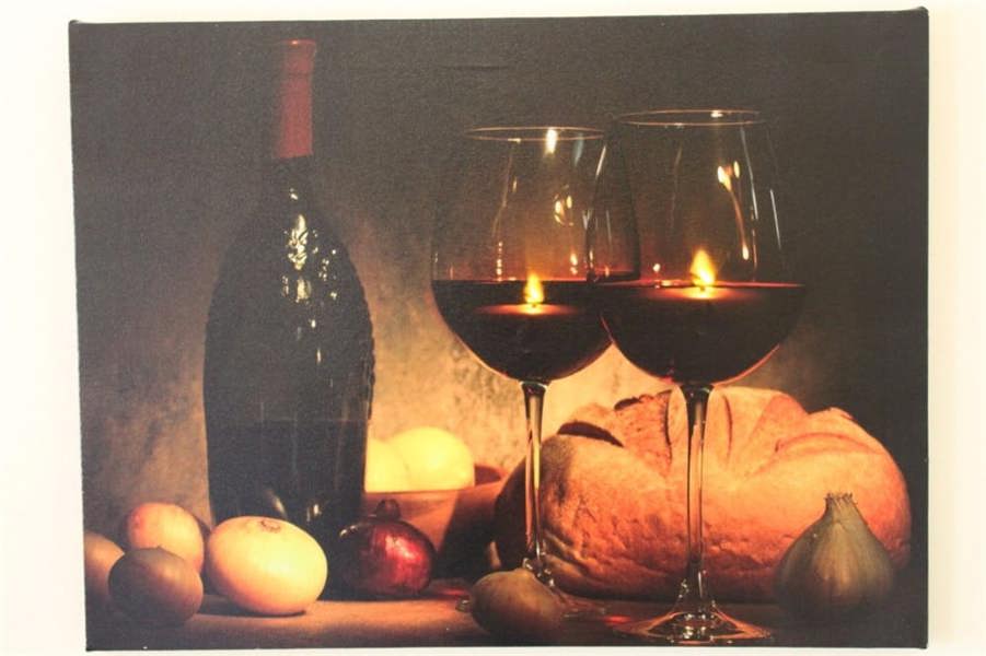 Wine Bottle & Glass Candles print LED HD1185