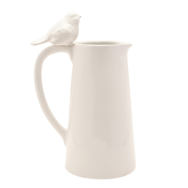 Hestia Tall White Floral Bird Jug