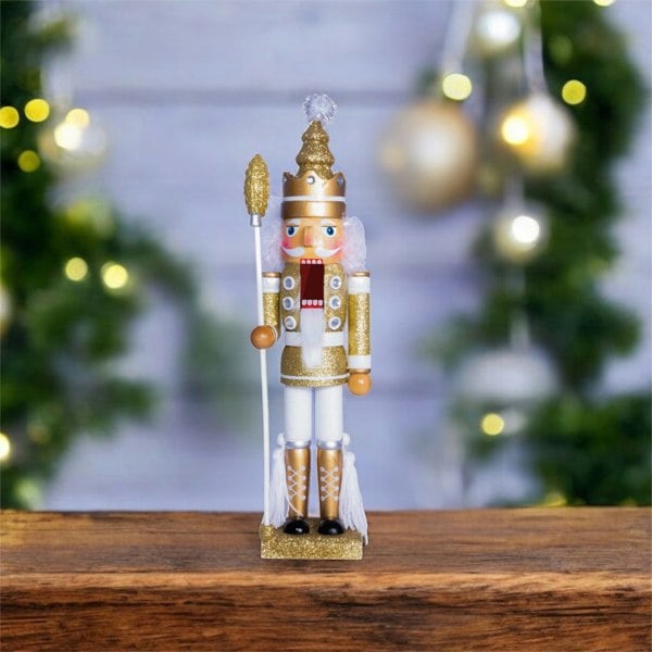 St Helens 40Cm Glitter Nutcracker Soldier - Gold