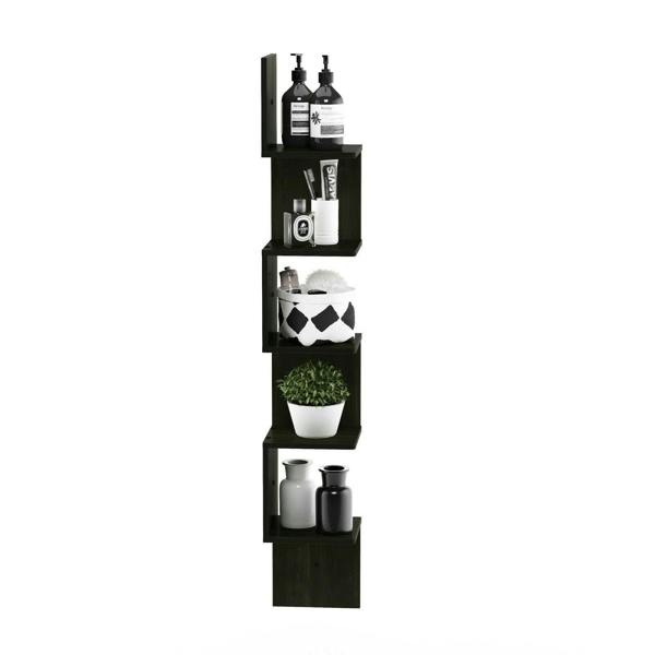 WALPLUS 5 Tier Wall Mount Floating Corner Square Shelf, Espresso perfect for organized storage and display