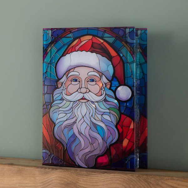 Samuel Alexander 28cm Battery Powered Light up Glass Christmas Decoration with Santa & Warm White LEDs
