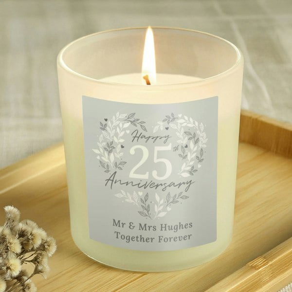 Personalised Memento Company Personalised 25th Silver Wedding Anniversary Candle Jar