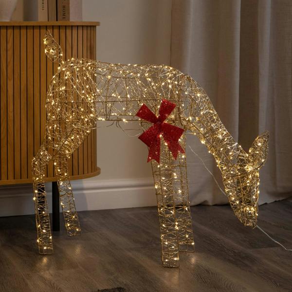 Samuel Alexander 72cm Gold Twist Grazing Doe Light Up Christmas Decoration with 300 Warm White LEDs