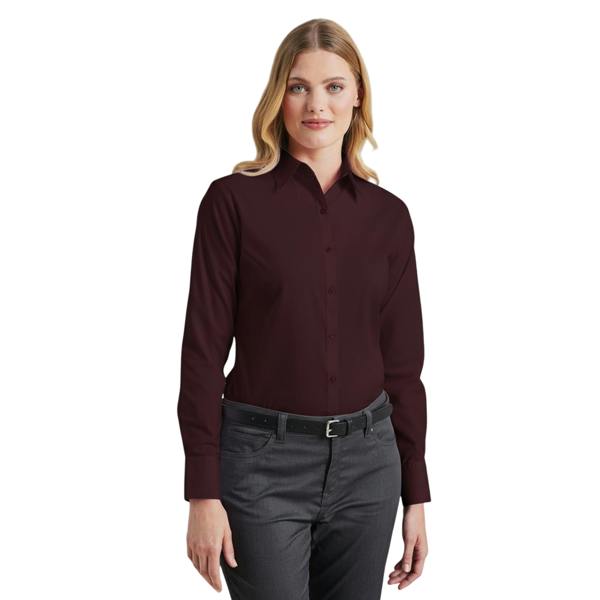 Premier Womens/Ladies Poplin Long-Sleeved Blouse - Aubergine
