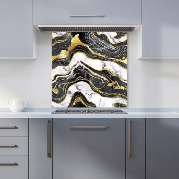 Warren Reed - Designer Black And Gold Marble Effect Kitchen Splashback