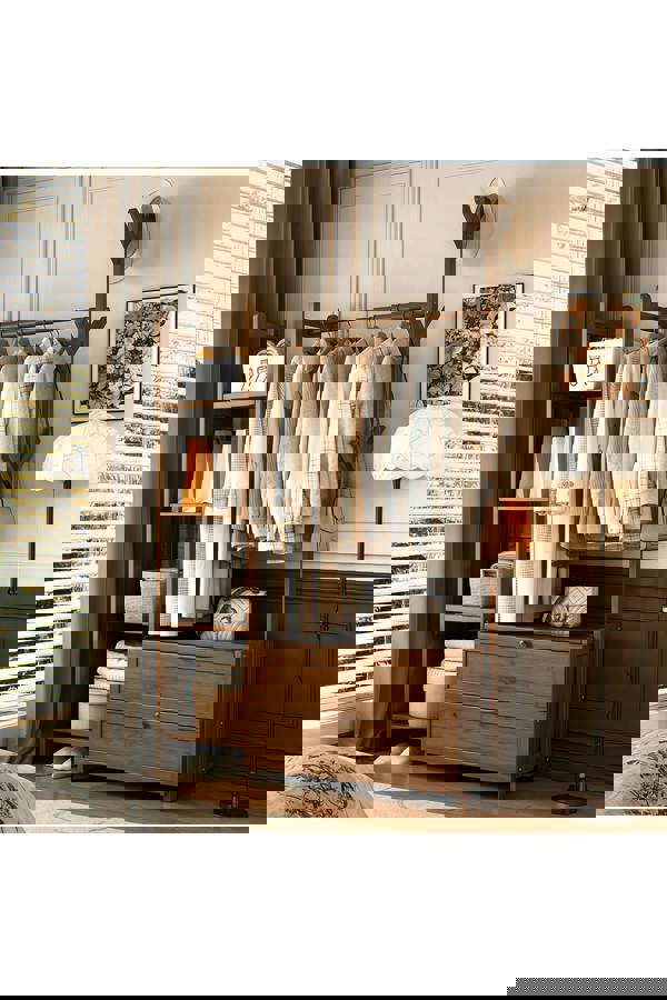 Living and Home Freestanding Bamboo Clothes Rack Garment Rack with Storage Shelves Coat Hanger