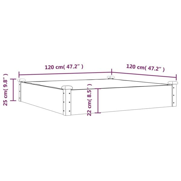 Berkfield Garden Raised Bed with Liner 120x120x25 cm Solid Wood Fir