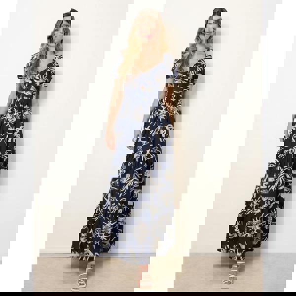 Blue Vanilla Knot Front Puff Sleeve Dress