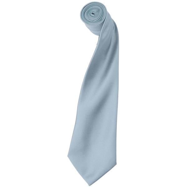 Premier Mens Plain Satin Tie (Narrow Blade) (Pack of 2) - Light Blue